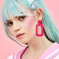thumbnail image 2 of UBIUO Retro Simple Acrylic Geometric Square Hollow Earrings for Women White Statement Drop Earring pink hollow -, 2 of 3