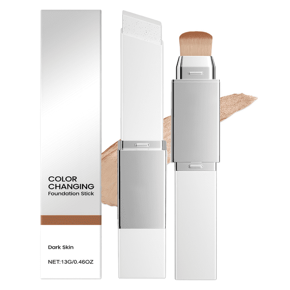 Cover Cream Stick V Foundation - Korean Color Changing Makeup with Brush, Full to Medium Coverage, Makeup Organizers(Dark Skin)
