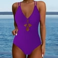 thumbnail image 2 of MSJUHEG Bathing Suit Monokini,Push Up Swimsuits for Women,Womens One Piece Swimsuits,Ribbed One Piece Swimsuits for Women,High Waisted Bathing Suit,Strapless Swimsuits for Women,Tie Side Purple L, 2 of 8