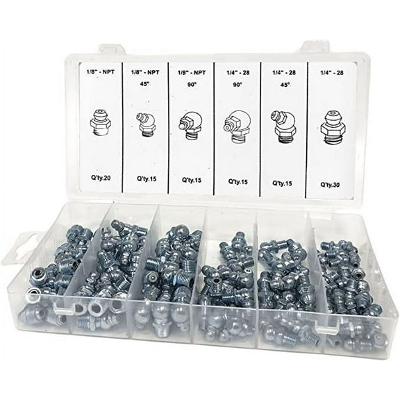 Assorted SAE Zerk Hydraulic Grease Fittings (110 Piece Set)