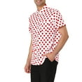 thumbnail image 4 of Unique Bargains Men's Button Down Short Sleeves Cotton Polka Dots Shirt XXL (US 50) Red White, 4 of 6