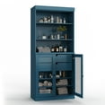 thumbnail image 4 of 100% Solid Wood 32" Bathroom Cabinet with Clear Glass Doors, 2-Drawers and Adjustable Shelves, 4 of 6