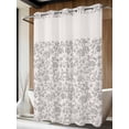thumbnail image 4 of Farmhouse Flower No Hook Shower Curtain Waterproof, Bathroom Curtains with Snap in Liners and See Through Top Window, Botanical Vintage Grey Leaf Plant Hotel Style Bathtub Curtains Shower 72"Wx84"L, 4 of 8