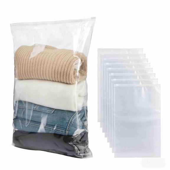 10Pcs Plastic Storage Bags, 16" x 24" 5 Gallon Extra Large Clear Reclosable Zipper Bags for Clothes, Linens, Toys & More