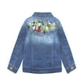 thumbnail image 2 of KIDSCOOL SPACE Little Girls Flower Leaf Embroidered Fake Flap Button Pocket Denim Jacket 3T, 2 of 6