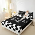 thumbnail image 4 of jejeloiu Race Car Bed Sheets,Geometric Geometric Plaid King Sheets,White Black Sheet Set For Boys Kids,Ultra Soft Home Decor,4pcs, 4 of 7