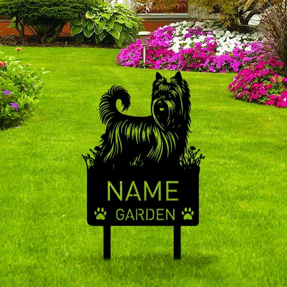 Custom Silky Terrier Dog Metal Memorial Garden Stake Personalized Pet Grave Marker Name Sign Remembrance Stake Decor Dog Loss
