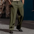 thumbnail image 2 of Men's Wide-Leg Dress Pants - Button Waist for Formal-Casual Occasions & Daily Wear Army Green S, 2 of 5