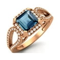 thumbnail image 2 of 2.5 Ctw Square Shape London Blue Topaz 925 Sterling Silver Rose Vermeil Split Shank Valentines Day Gifts Ring, 2 of 4