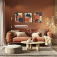 thumbnail image 4 of Hieng Mid Century Abstract Canvas Wall Art Set of 3, Terracotta Navy Blue and Orange Boho Wall Decor Posters Prints, Minimalist Wall Art Painting for Living Room Bedroom Office, 4 of 6