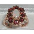 thumbnail image 2 of LBG 14K Solid English Rose Gold Ladies 9 Stone Colorful Fiery Opal & Garnet Anniversary Ring - Size 8, 2 of 4
