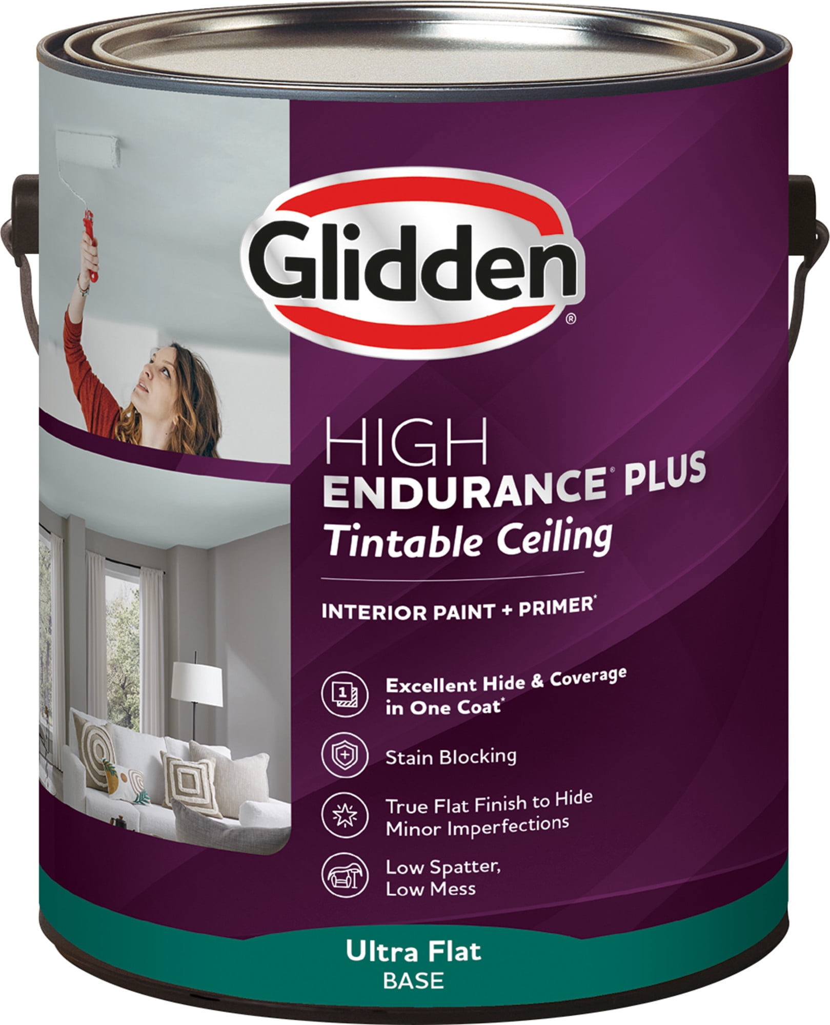 Glidden High Endurance Plus Sharkskin Ultra Flat Interior Ceiling Paint and Primer, 1 Gallon