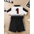 thumbnail image 4 of IWEMEK Baby Boys Jumpsuit Short Sleeve One Piece Overalls Black Race Car Driver Playsuit Fashion Chic Clothes, 4 of 7