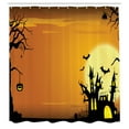 thumbnail image 3 of Ambesonne Halloween Shower Curtain, Haunted House, 69"Wx70"L, Orange Black, 3 of 5