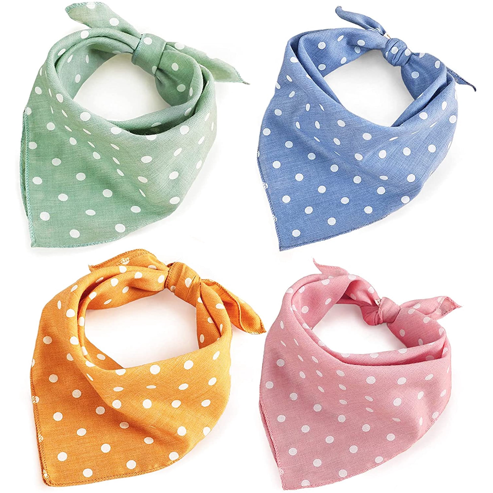 Spring Dog Bandanas Cat Birthday Cute Soft Cotton Puppy Scarfs Washable Daily Handkerchief Pink Green Blue Orange Comfortable Gifts Adjustable Accessories for Small Medium Large Girl Boy Pup Pet