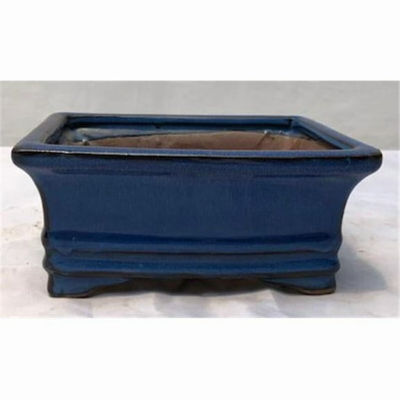 Bonsai Boy L155a 6.125 x 5 x 2.125 in. Ceramic Bonsai Pot, Blue - Rectangle