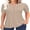 Khaki, variant on Women Summer V Neck Pleated Button Short Sleeve Solid Color Casual Top