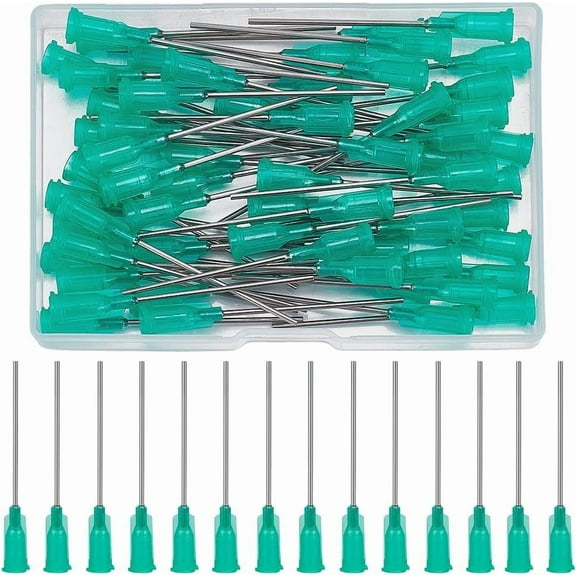 60PCS 18G Blunt Tip Dispensing Needle with Luer Lock 2.16inch Turquoise Plastic Fluid Precision Blunt Needle Dispense Tips with 304 Stainless Steel Pin