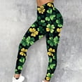 thumbnail image 2 of DDAPJ pyju Women's St. Patrick's Day Shamrock Leggings 3D Printed Irish Green Clover Leaves High Waist Stretchy Soft Yoga Pants Sales of Today Army Green L, 2 of 6