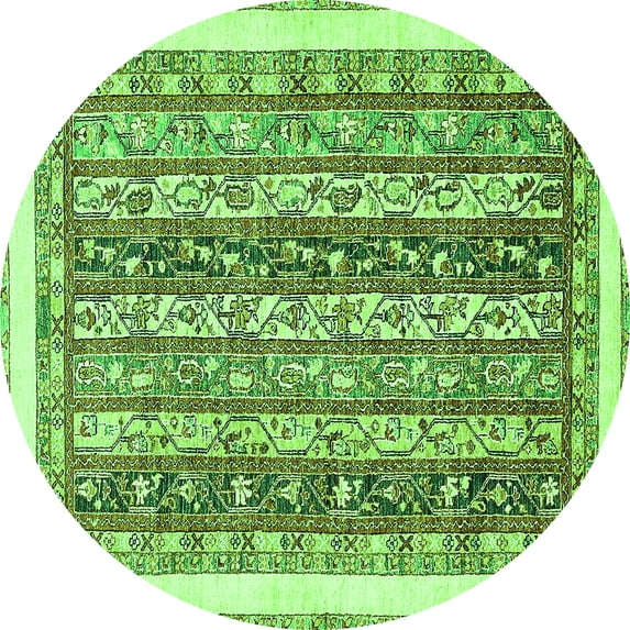 Ahgly Company Indoor Round Abstract Green Modern Area Rugs, 5' Round