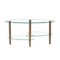 thumbnail image 6 of Lisonu 3-Tier Oval Coffee Table, Modern Center Table with Tempered Glass Shelves and Solid Oak Wood Legs for Living Room, Clear, 6 of 12