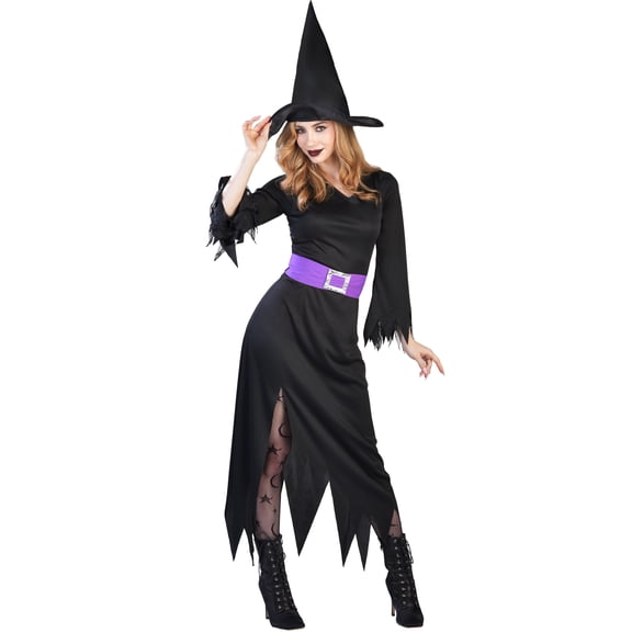 Classic Witch Halloween Costume for Adults, Women's Size S (4/6), by Way to Celebrate