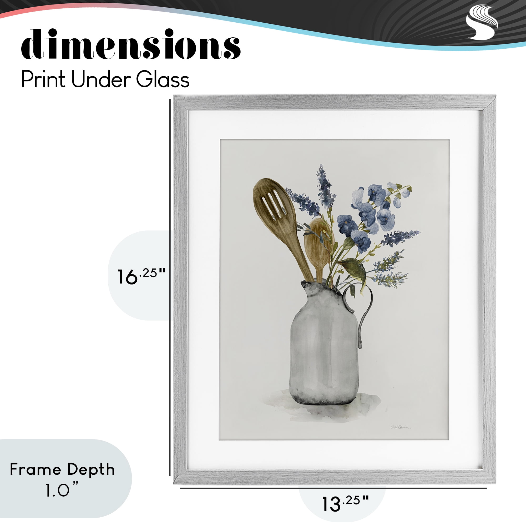 Stupell Industries Vintage Pitcher with Utensils Gray Framed Print Under Glass, design by Carol Robinson
