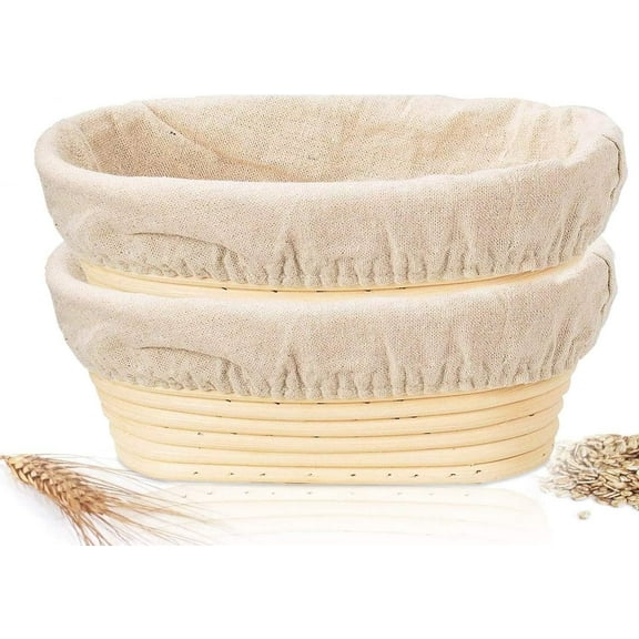Banneton Bread Proofing Basket, 2 Pack 10 Inch Oval Sourdough Proofing Basket, Sourdough Bread Baking Supplies for Making Baking Fermentation Food Storage Tools