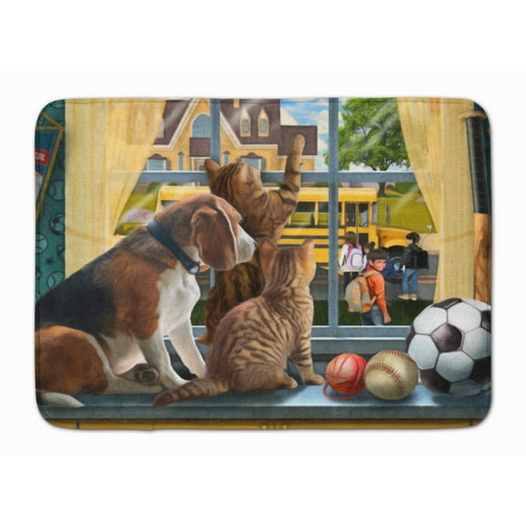Carolines Treasures PTW2074RUG Beagle Cats Back to School Machine Washable Memory Foam Mat 19 X 27" multicolor