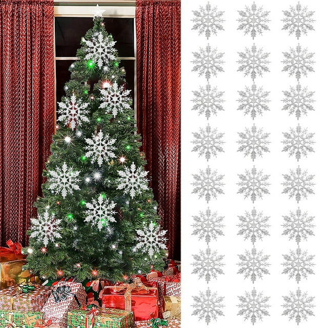 24PCS Christmas Snowflake Plastic Decorative Snowflake Decoration Xmas Decor