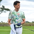 thumbnail image 2 of Kdxio Succulent Print Men's Short Sleeve Polo Shirt,Midweight Men's Shirt, 2 of 6