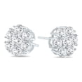 thumbnail image 2 of SZUL Women's 2 Carat TW Diamond Flower Cluster Stud Earrings in 14K White Gold, 2 of 4