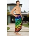 thumbnail image 4 of HAPPY BAY Men's Pareo Swim Trunk Surfing Sarong LGBTQ Pride Rainbow Stripe Long Beach Wrap One Size Neon, Abstract Summer Vacation Aloha, 4 of 5