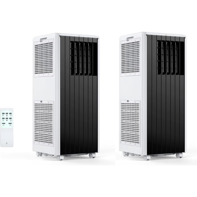 YUSAZENS 2-Pack 8000BTU Portable Air Conditioner, ABS Mobile Cooling AC with Black Front Panel and Black Control Panel, Compact Indoor Portable AC