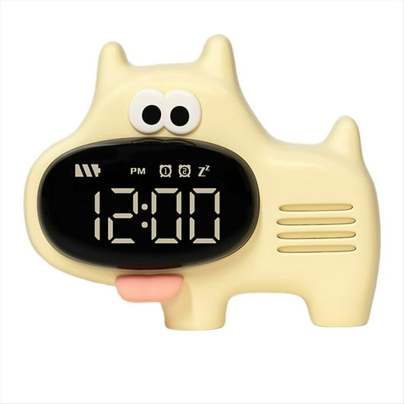 Reloj con Forma de Perro de Nariz Grande, con Función de Hora, Cinco Alarmas, Carga USB, Función de Repetición (Amarillo)
