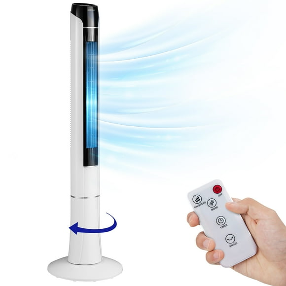 Costway Ventilateur Tour Portable 48 Pouces Sans Pales Oscillant à 80 ° avec Télécommande et Commande DEL