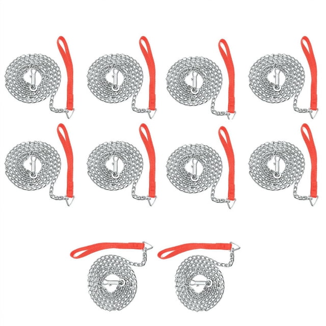 10 Pcs 1,6m Chaîne en Métal Robuste pour Chien Chiot Laisse à Clip Poignée Rouge