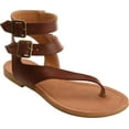 thumbnail image 1 of Journee Collection Womens Kyle Faux Leather Ankle Straps Flat Sandals, 1 of 6