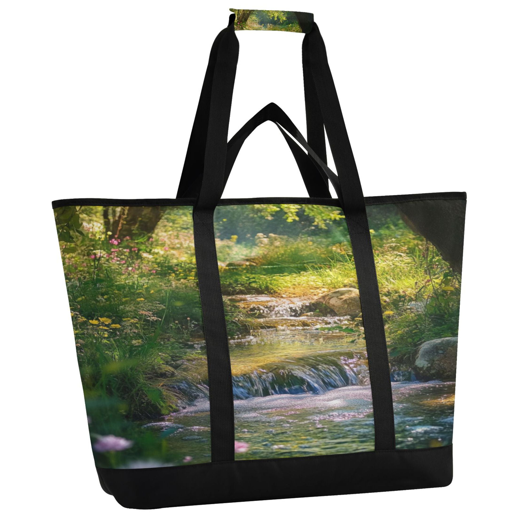 Large Hand-held Ice Pack Picnic Bag Insulation and Refrigeration Suitable for Shopping Picnics and Camping Green Stream