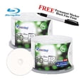 thumbnail image 2 of Smartbuy 100-disc 25GB 6X BD-R Blu-Ray White Inkjet Hub Printable Blank Media Disc + Black Permanent Marker, 2 of 2