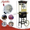 thumbnail image 3 of QEEKA 12Oz Popcorn Machine with Cart,Movie Theater Popcorn Poppers with Stainless Steel Kettle,Tempered Glass，8" Shelf,Vintage Red Design for Parties and Concession Stands,Black-Golden, 3 of 10