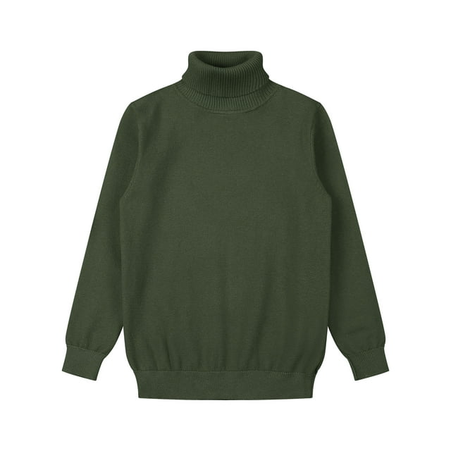 CHICTRY Garçons Enfants Col Roulé Décontracté Couleur Unie Chandail Tricoté Chandail d'Hiver Chaud T-Shirt Manches Longues Hauts Vert 150