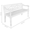 thumbnail image 4 of vidaXL Batavia Bench 123 cm Solid Mahogany Wood White, 4 of 4