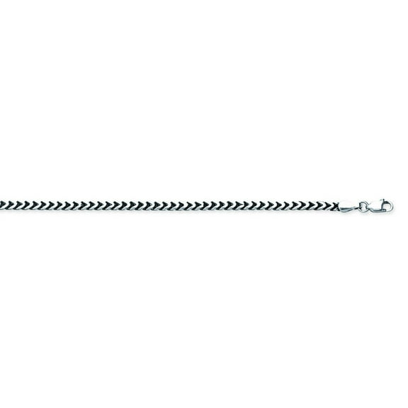 Sterling Silver Oxidized Plated 2.5mm Rd Franco Chain Necklace Lobster Claw Closure - 20 Inch