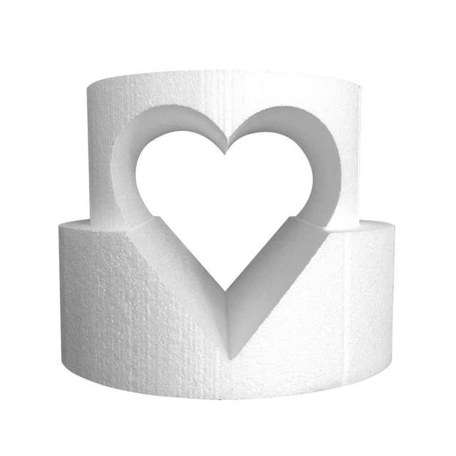Shape Innovation - Round Cake Dummy Set: 8' x 4' Top Tier, 10' x 4' Bottom Tier with 6' Heart Cutout - Perfect for Wedding, Birthday, Display Cakes and Parties
