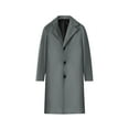 thumbnail image 4 of Wyobmus Mens Single Breasted Trench Coat Casual Long Sleeve Pea Coat Lapel Collar Business Winter Long Overcoats C-Gray, 4 of 9