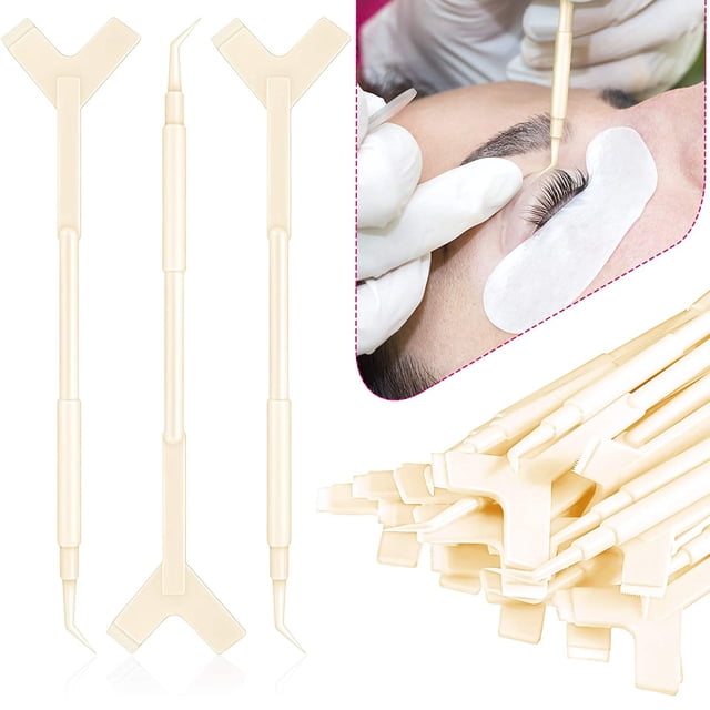 30 Pieces Y Shape Eyelash Lift Tool Eyelash Brush Eyelash Lift Eyelash Lifting Tool Brush Silicone Grafting Eyelash Lift Brush for Eyelash Extension Makeup Tool-White