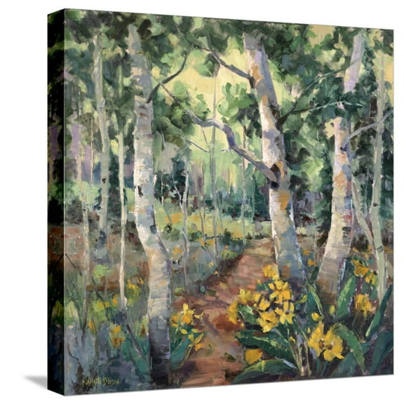 Art.com Four Seasons Aspens II Stretched Canvas Print Wall Art by Nanette Oleson, 16" x 16"
