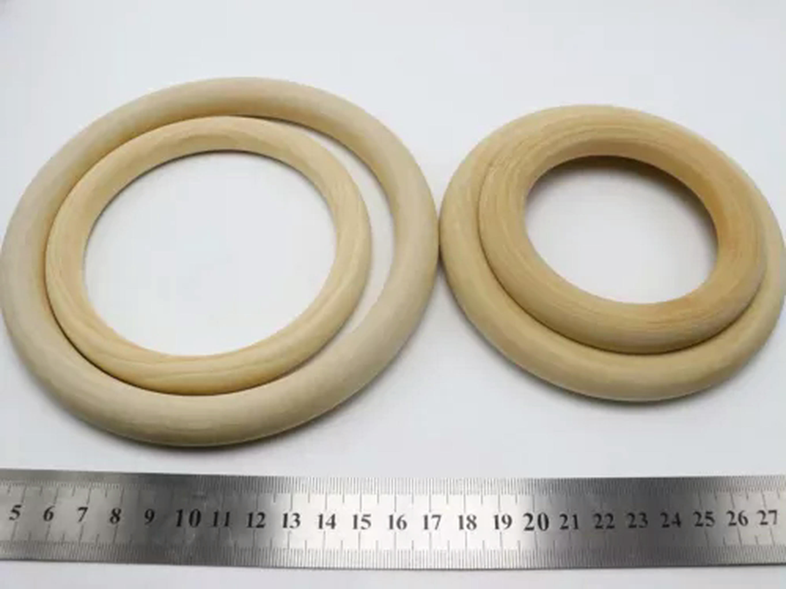 U8MO 5pcs Large Unfinished Natural Untreated Plain Wooden 100mm-150mm Wood Round Ring-125mm(4.9")