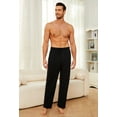 thumbnail image 2 of U2SKIIN Mens Pajama Pants, Ultra Soft Stretch Lightweight PJ Bottoms with Pockets,(Black,L), 2 of 5